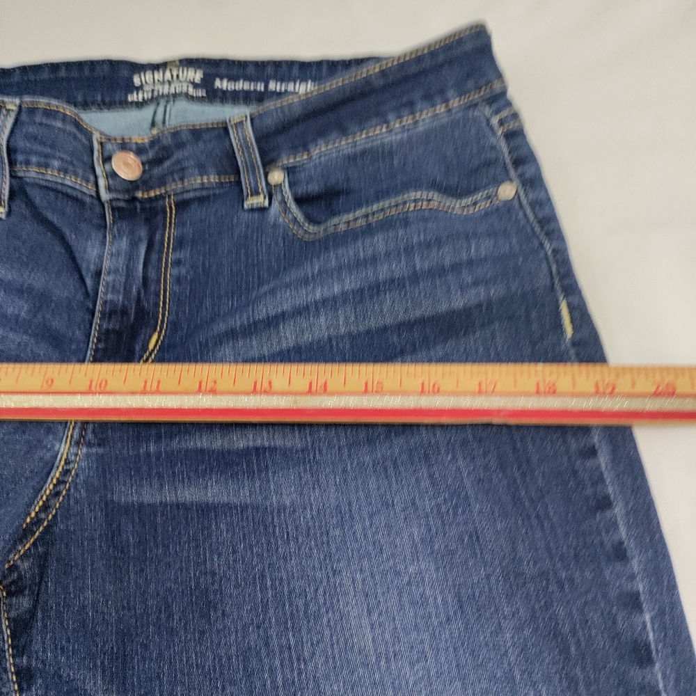 Levi's Signature Modern Straight Mid Rise Dark Wash Stretch Denim Jeans Size 14 - Picture 10 of 16
